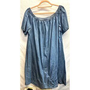 Merona Womens XXL Denim Off-Shoulder Dress 100% Cotton